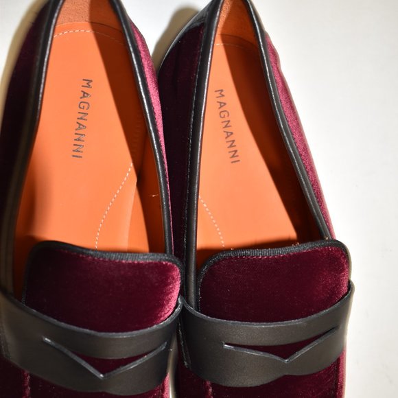 Magnanni Vale Penny Loafer Burgundy Velvet  Size 10 M main image 2